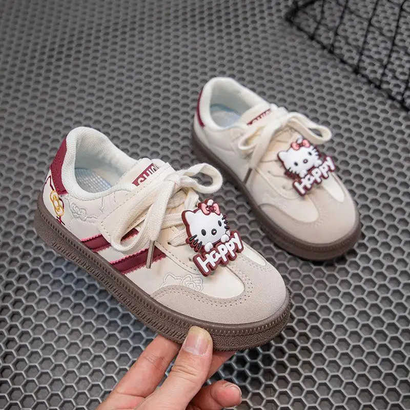 Sanrio Hello Kitty Girls German Training Shoes Anime Spring Autumn New Kawaii Sports Shoes Cartoon Leather Breathable Sweet L250910