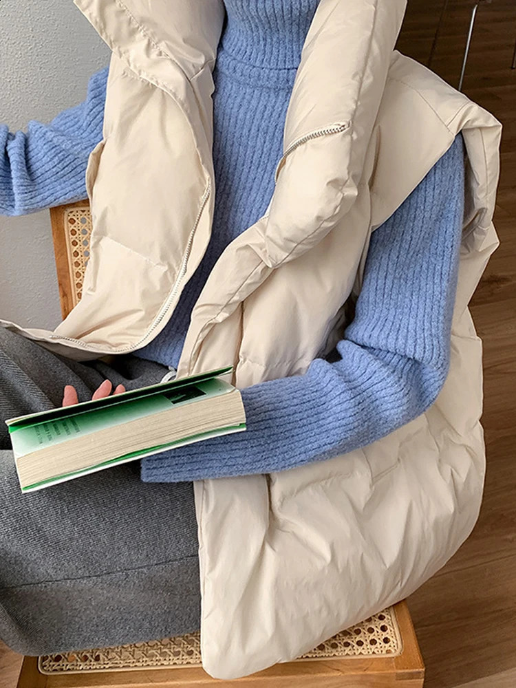 Women Sleeveless Jacket Puffer Vest Ladies Winter Warm Waistcoats Female Solid Stand Collar Coat Loose Outwear Weste Damen 250911