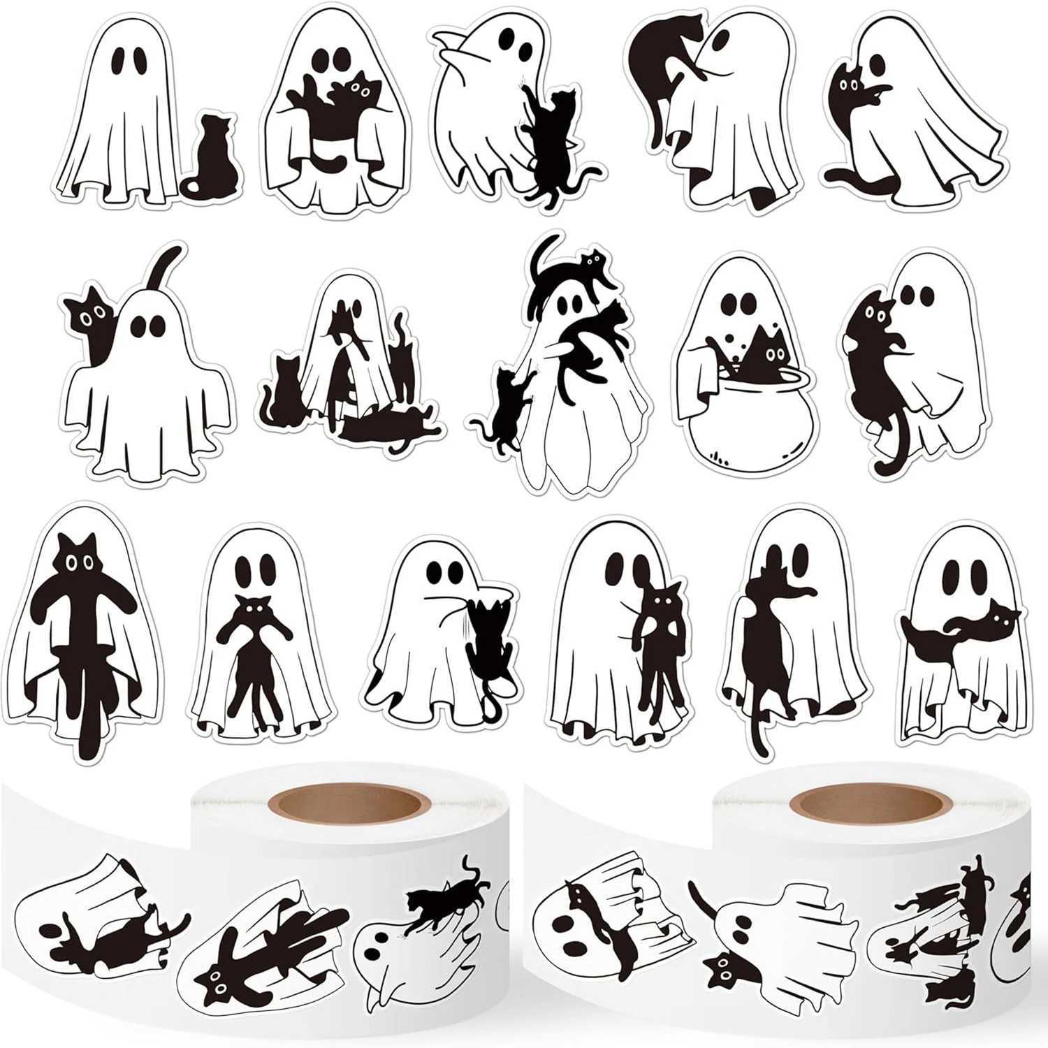 100500pcs Phantom Cat Halloween Stickers Party Halloween Gift Wrapping Label Scrapbook Cartoon Stationery Stickers C250918