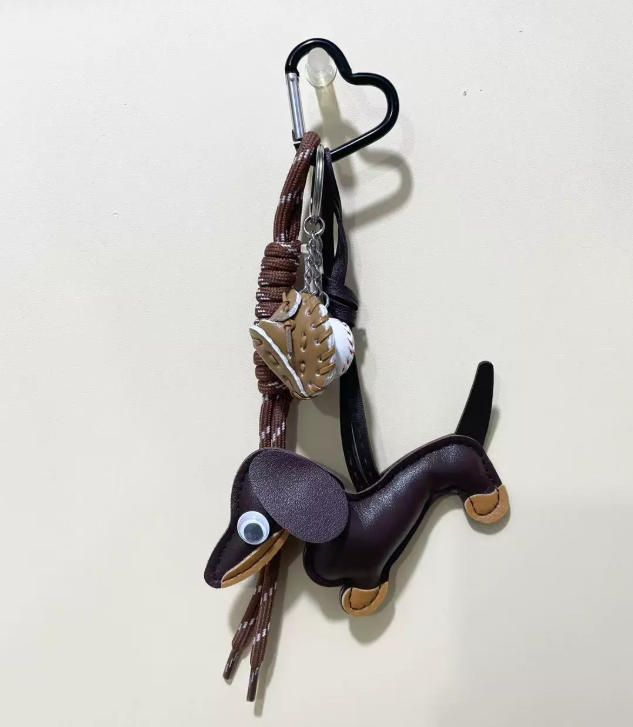 Dachshund Dog Keychain Miu Series Bag Pendant Niche Blogger Same Style Leather Woven Ornament 250728