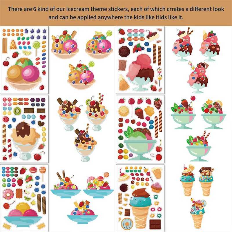 624sheets DIY Ice Stickers for Kids Creative Make Your Own Dessert Decals Puzzle Stickers ParTY Supplies Decoration Gifts C250918