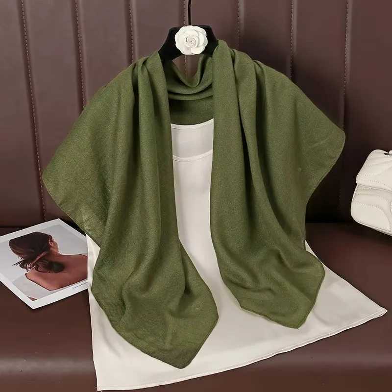 9090cm Thin Soft Square Scarves for Wen Simplicity Solid Color Cotton Linen scarf Muslim Fems Hijabs Bag Accories Y250918
