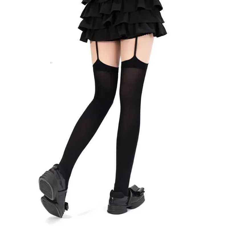 Cross Garter Stockings Black Gothic Women Sexy Lace Suspender Thigh Socks High Tube Underwear Pantyhose Cosplay Tights LingerieXJ250920