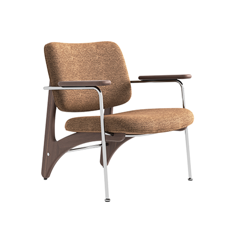 Living Room Furniture Modern Sparse - Branch Inspired Brown Fabric Lounge Chair with Wood & Metal Frame