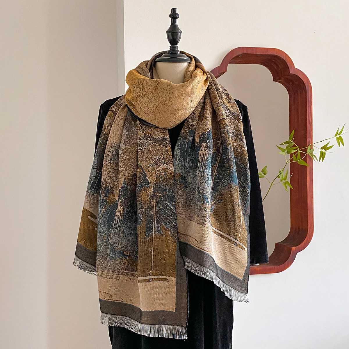 New Winter Elegance National style Cashmere Scarf For Wen Fem Luxury Brand Shl Poncho Thick Blanket Warm Bufanda Y250918