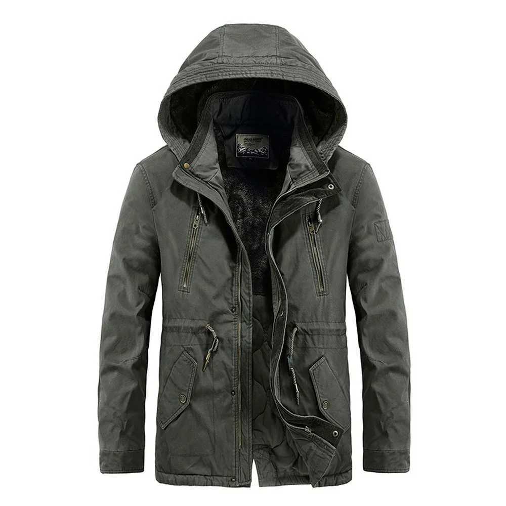 Mens Outdoor Jacket Detachable Hood Casaul Coat Autumn Winter Military Jacket Men Hooded Parka Fleece Lined Thicken Warm Coat L2509181