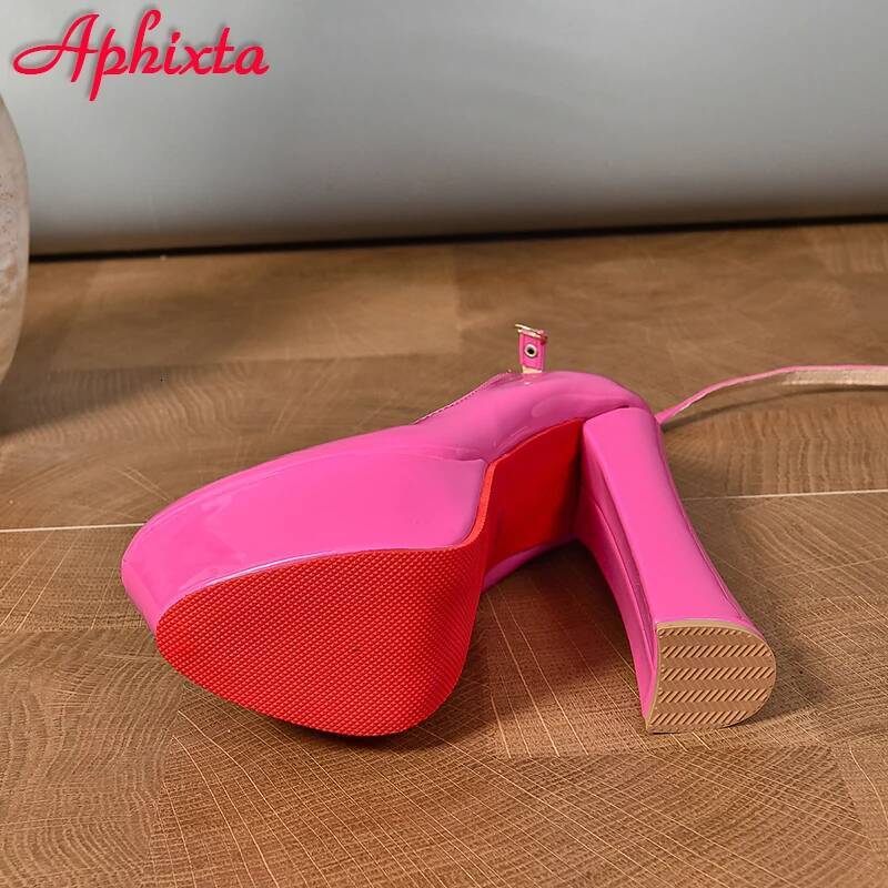 Aphixta Big 50 Hot Sale Party Disco Dance Women 5.5cm Platform 16cm Super High Chunky Heels Girding Buckle Pumps ddmypanda