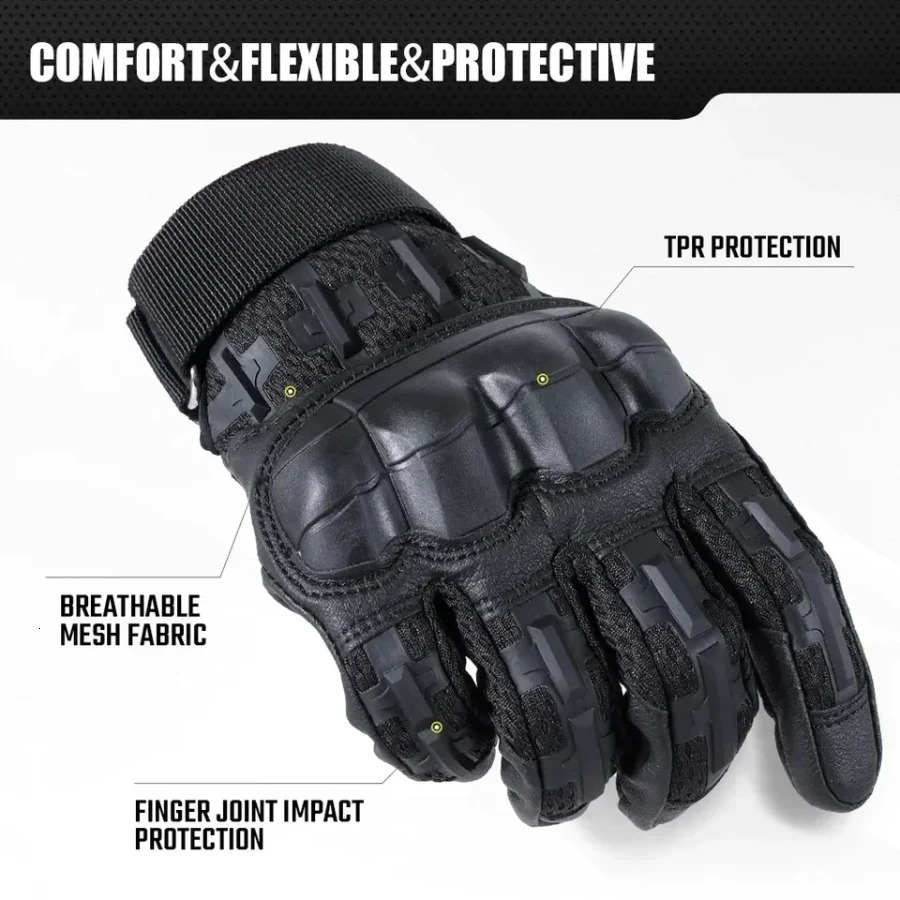 Outdoor Tactical Gloves Touch Screen PU Leather Sport Hunting Hiking Combat Airsoft Shooting Cycling Hard Shell Nonslip Mittens 250917