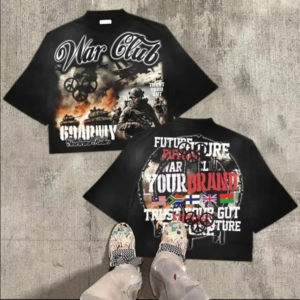 Vintage Warzone Valley Division Graphic Tee Cotton TShirt Cropped Tees Men and Women Same Style Casual Comfortable Tops 250918