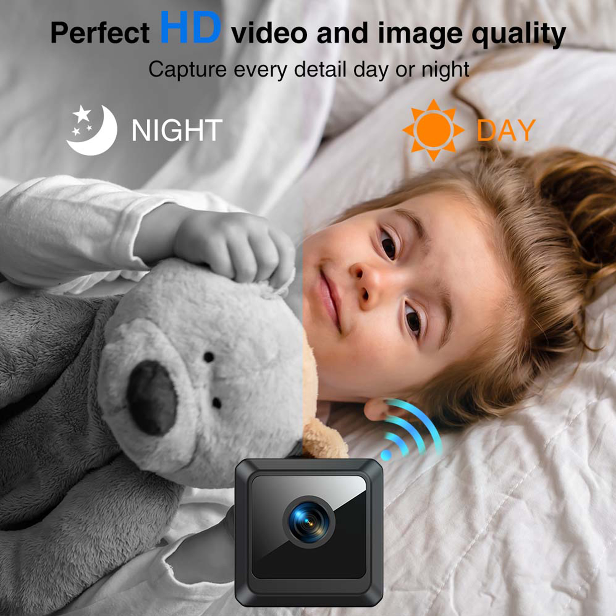 New Wireless Baby Monitor WiFi Security Camera for Home Apartment 1920x1080P Camera Black
