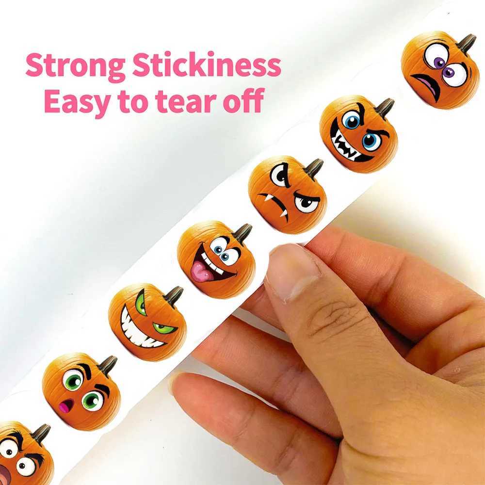 500PCS Pumpkin Expression Roll Stickers Happy Halloween Nostalgia Aesthetic Cartoon Creative Luggage Home Coffee Bicycle Decor C250918