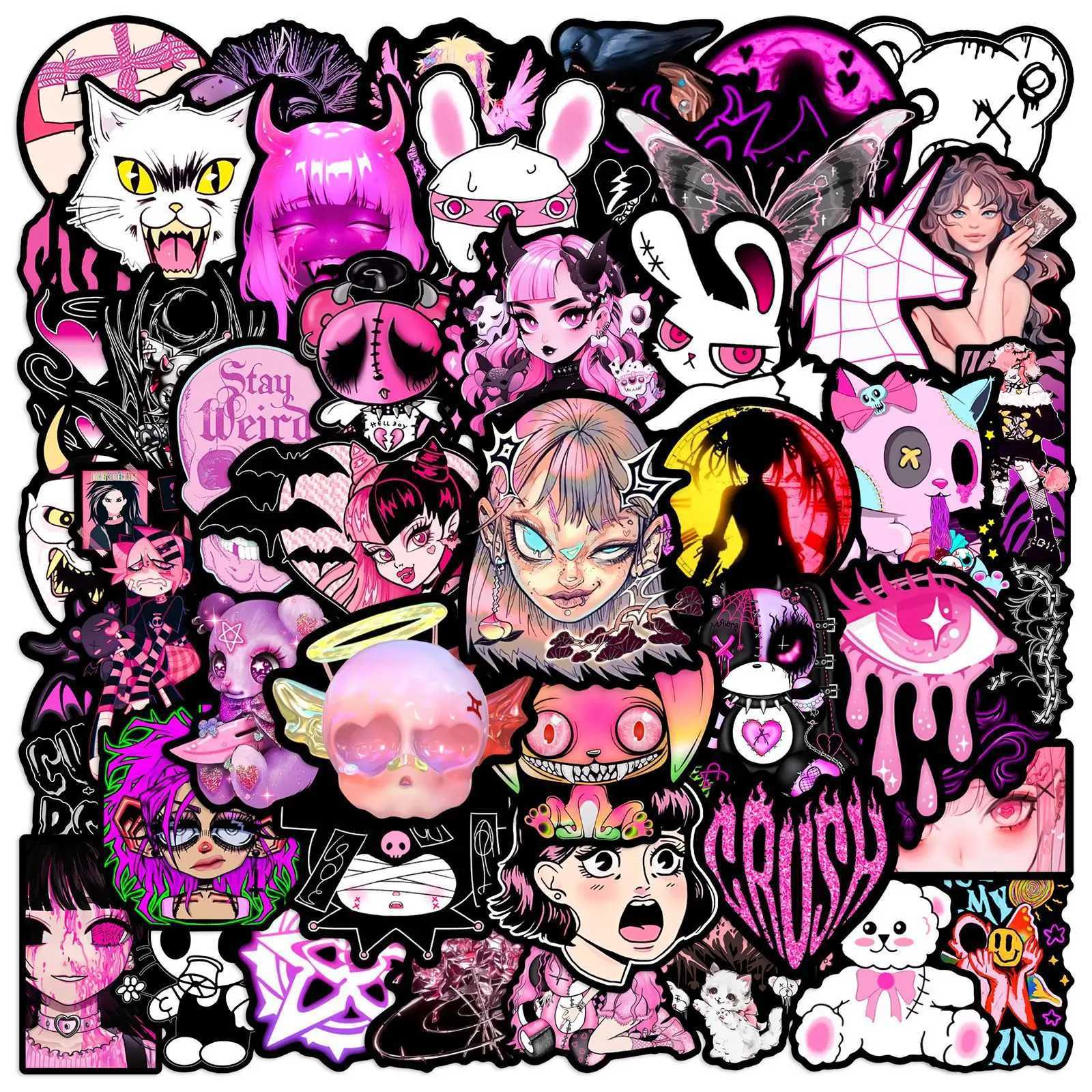 102550pcs Pink Gothic Graffiti Stickers for DIY Scrapbooking Phone Laptop Suitcase Skateboard Motorcycle Helmet C250918