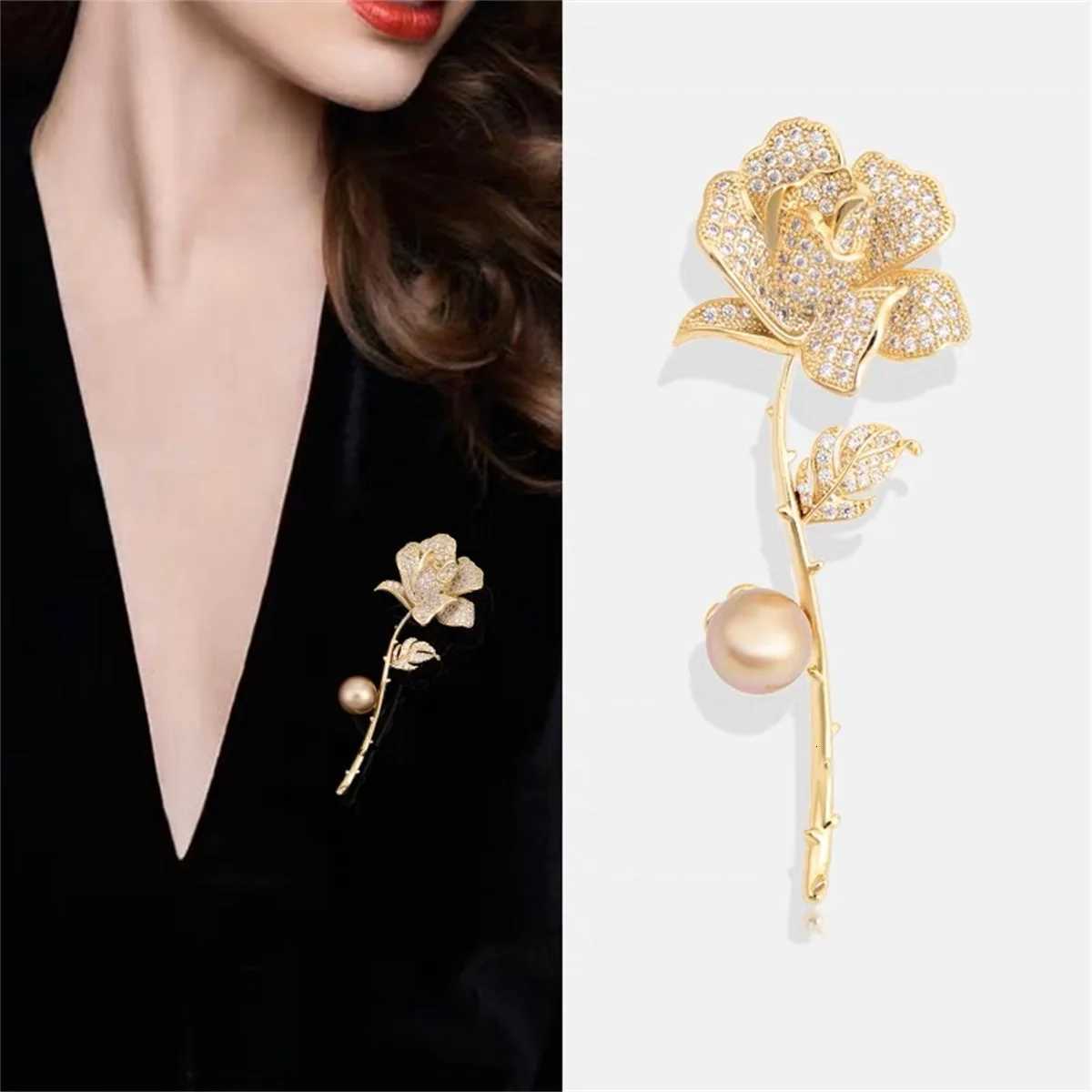 Fashion Rose Brooch Alloy Crystal Womens And Girls Jewelry Holiday Party Gifts Decorative Clothes Exquisite Accessories y2k D250918