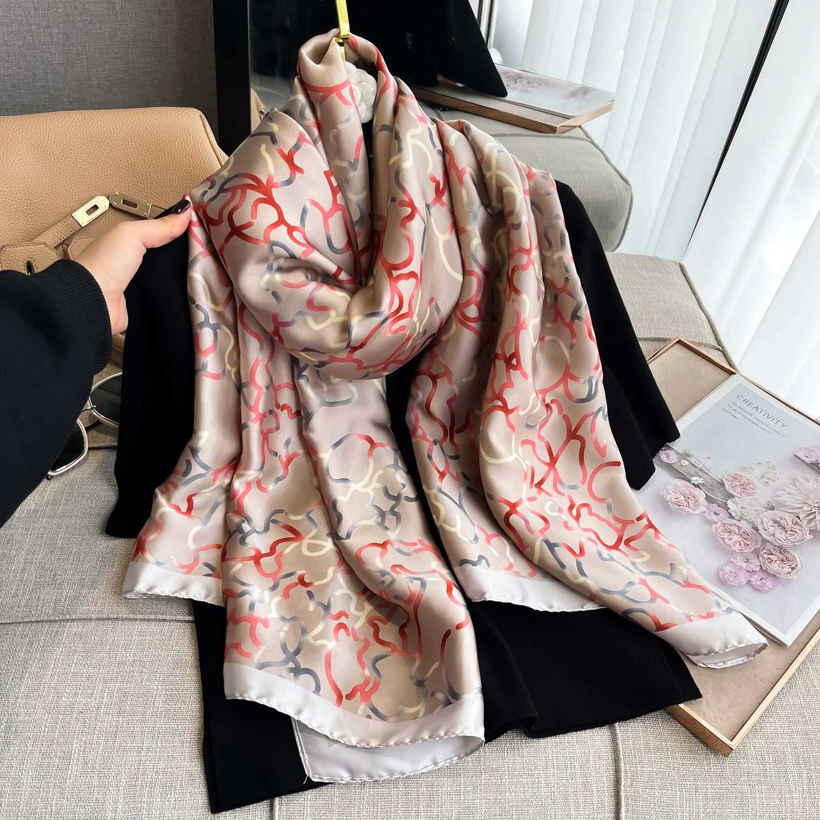 Spring Scarf Wens Luxury Design Scarf Silk Smooth Scarf Soft Muslim band Shl Beach18090cm Y250918