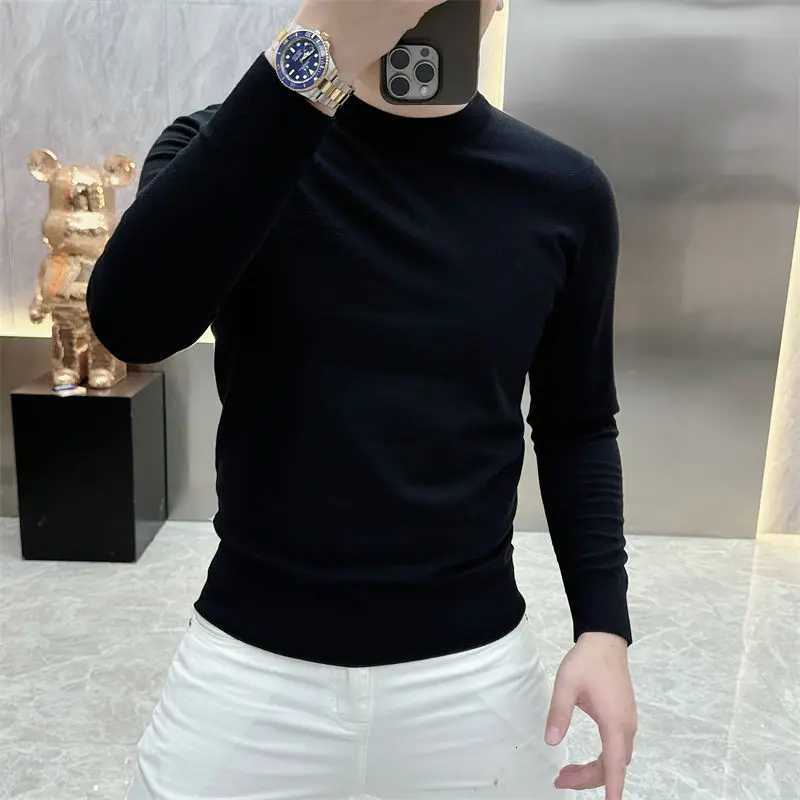 Smart Casual Autumn Winter Sweaters Men ONeck Solid Patchwork Elastic Fashion Luxury Business Long Sleeve Pullovers Knitted TopZ250918