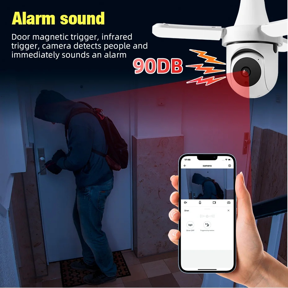 FUERS E27 Bulb Security Indoor Monitor Wireless 2.4G Wifi Automatic Human Tracking Floodlight Surveillance Camera