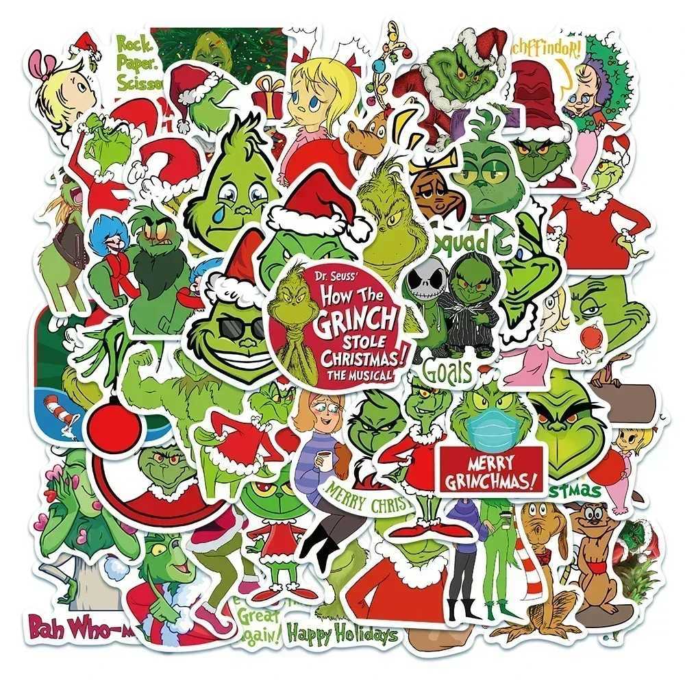 50pcs Cute Green People Stickers Christmas Max Graffiti Decal Toy Scrapbook Diary Phone Laptop Guitar Waterproof Stickers C250918