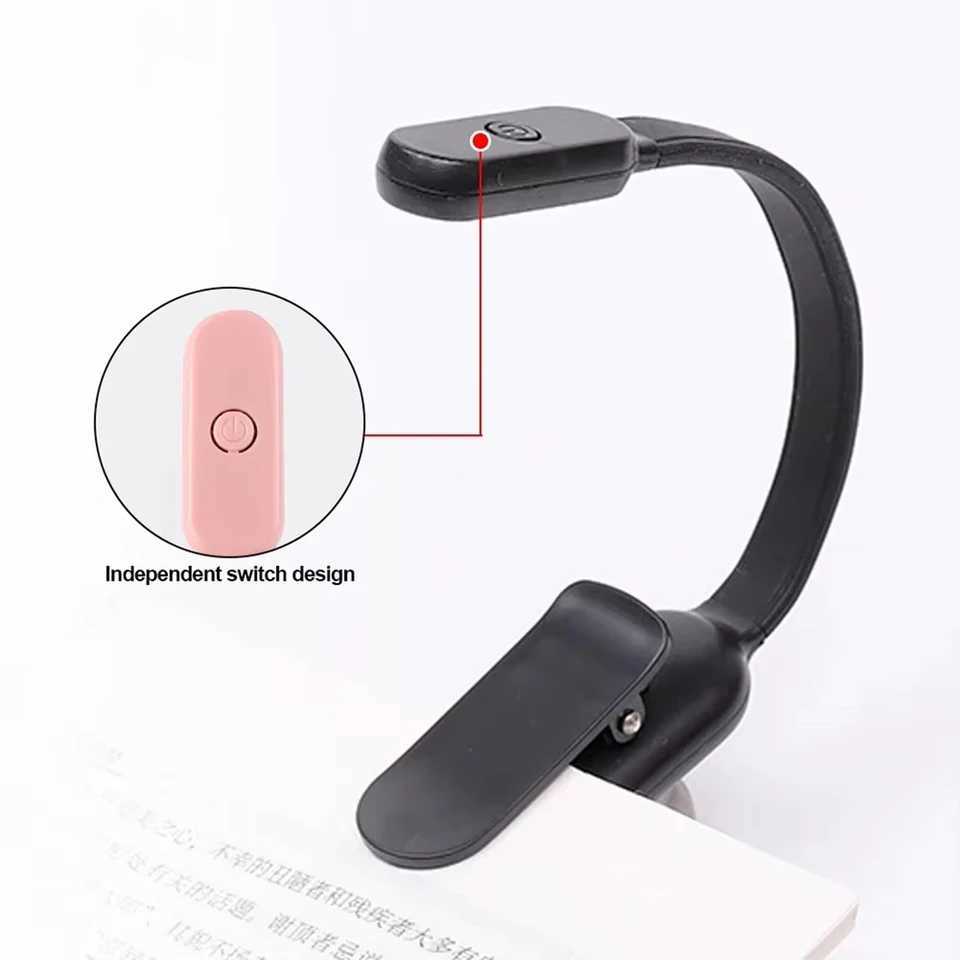 Usb Rechargeable Mini Led Book Light 360 Bending Angle 3colors Stepless Brightness Clipon Reading Lights Lamp Clip Night Desk C250918