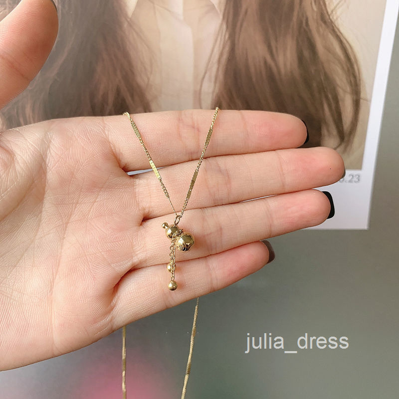 S Silver Huanmei Niche Design gold Gourd Necklace for Women Short Sweater Chain Simple Versatile Choker Ins