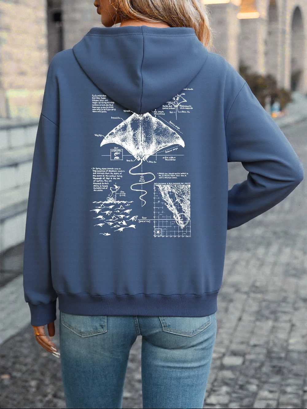 Munks Devil Ray Prints Hoodies Women Winter Fleece Warm Sweatshirts Casual Pocket Pullovers Comfortable Loose Womans ClothesZ250918