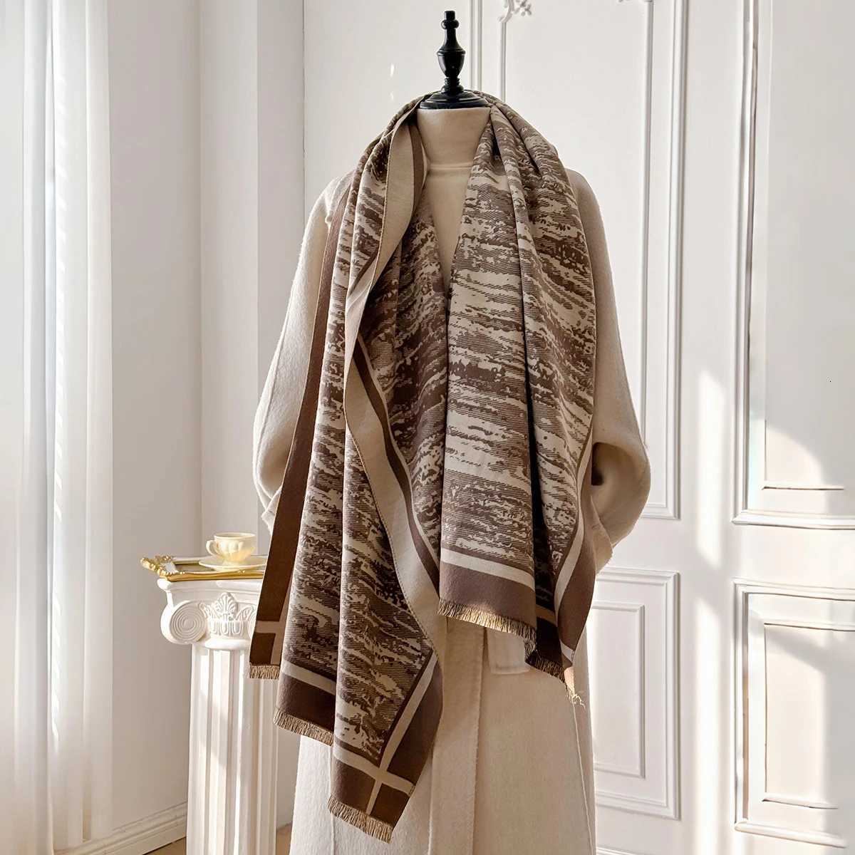Wens Winter Fashion Warm Thick Imitation Cashmere Poncho Luxury Shl Wr Versatile Bufanda Echarpe Scarf Y250918