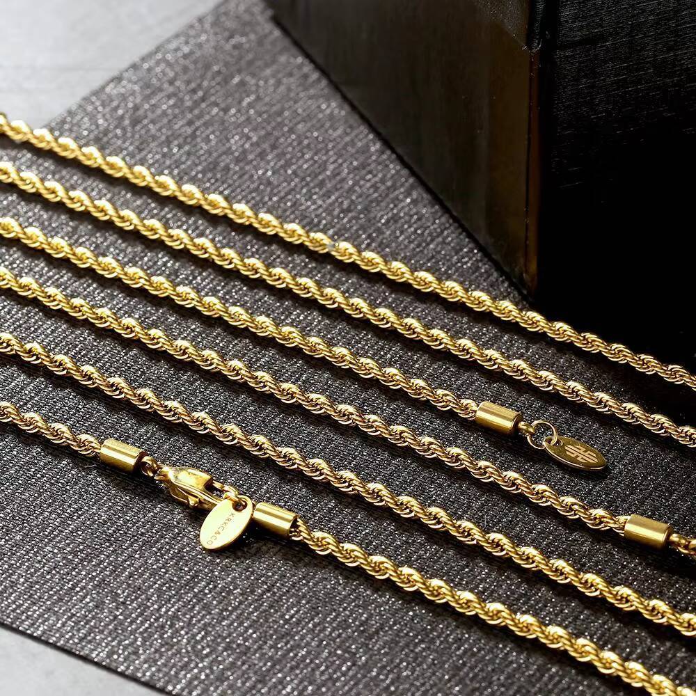 KRKC Customize Mens Stainless Steel Jewelry 3mm 20inch Rope Chain Ball Cable Franco 18K Gold Silver Chain Necklace Wholesale