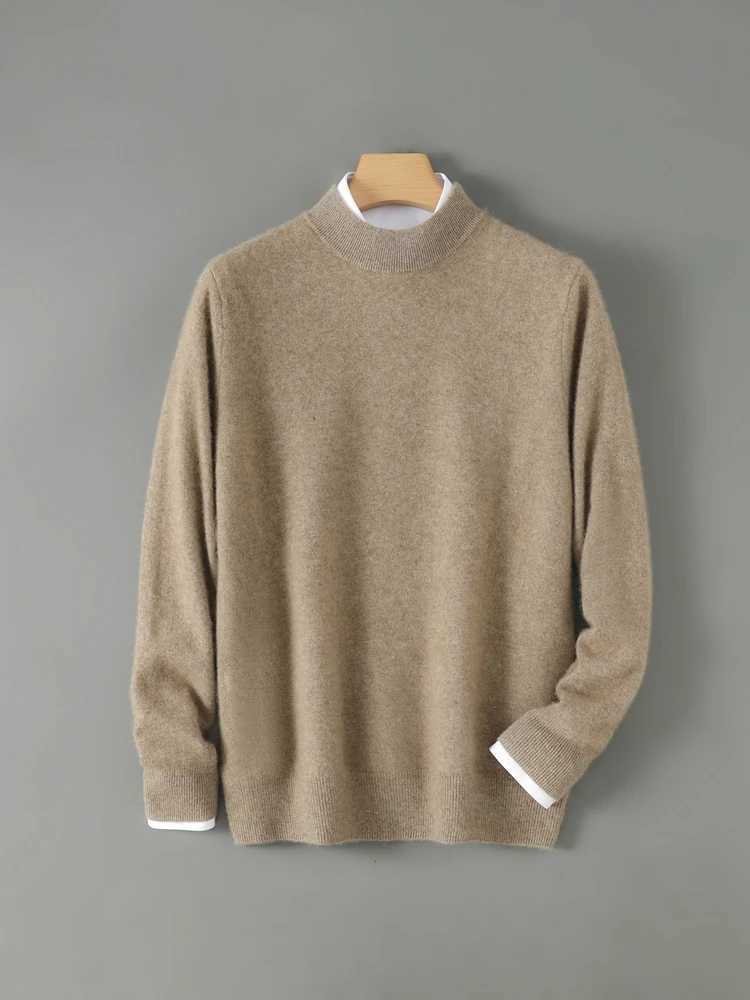 Smart Casual Clothes Autumn Winter Mens Sweater Pullover 100 Merino Wool Sweater Versatile Knit Half High Collar Soft FormalZ250918