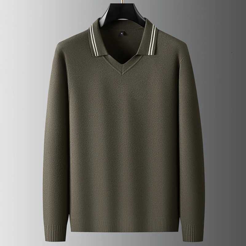 8XL 7XL 6XL Pull Homme 2025 New Fall Winter High End Luxury Thin Wool Sweater Men Soft Warm Mens Jumpers Zipper Lapel PulloversZ250918