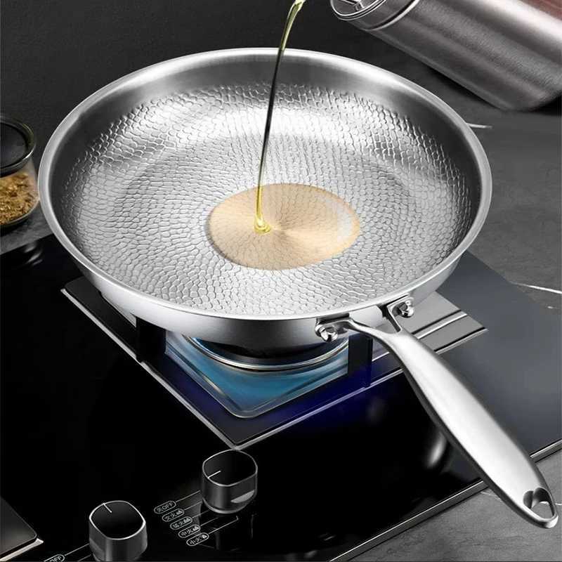 262830cm German Pure Titanium Frying Pan Nonstick Frying Pan Uncoated Fish Scale Hammer Pattern Titanium Alloy Cookware S2598