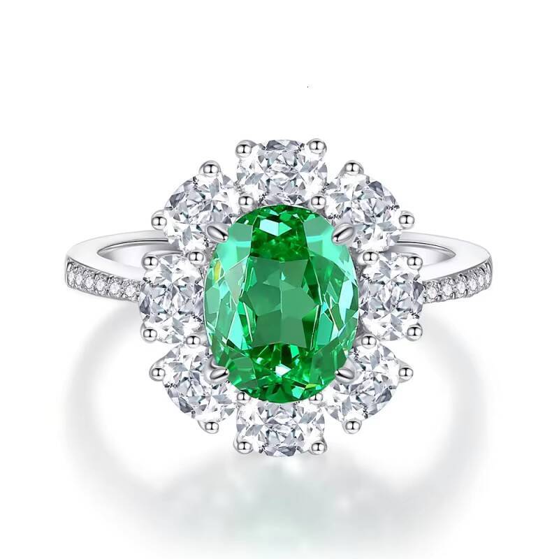 2025 Wholesale Hot Sales Fashion Personalized Inlay Cultivation Glitter Emerald Cut High Carbon Stone HighSense Ring Jewelry