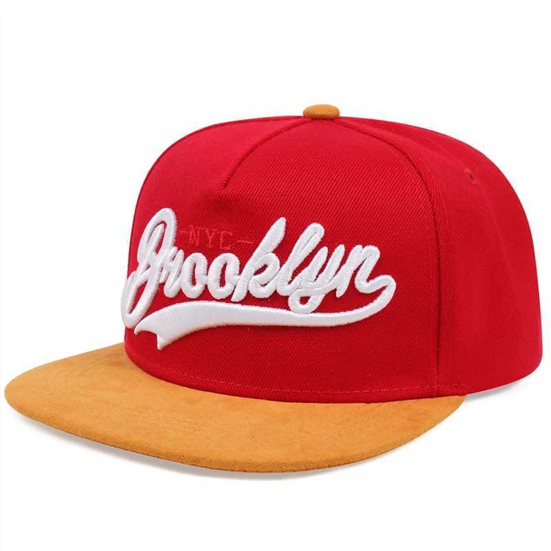 New BROOKLYN artificial suede hip hop red elastic cap men and women adult outdoor leisure sunscreen baseball cap J2509181