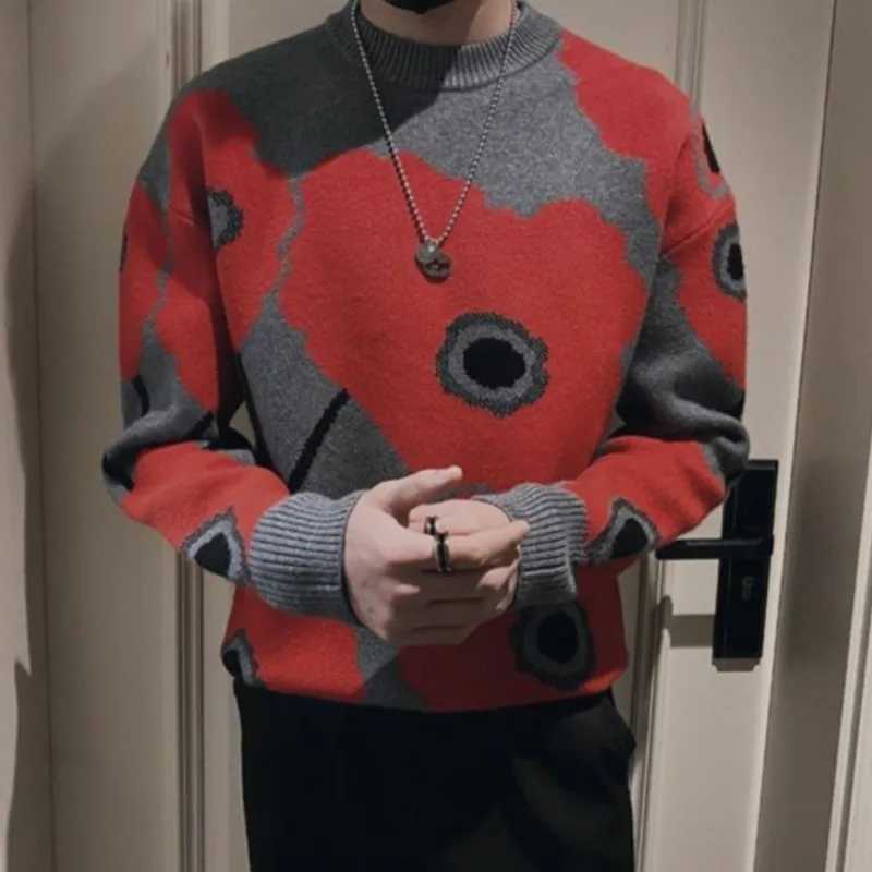 Knitwear Crewneck Round Collar Red Mens Knit Sweater Graphic Pullovers Male Thick High Quality Jumpers Top Designer Casual Y2kZ250918