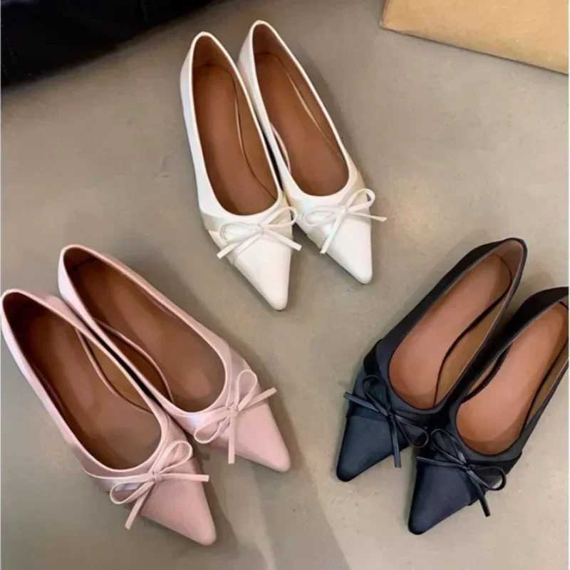 Ballerina Satin Womens Flat Shoes Comfort Nonslip Pointed Toe Ladies Loafers Flats Elegant Bowknot Womens Single Shoes W250918
