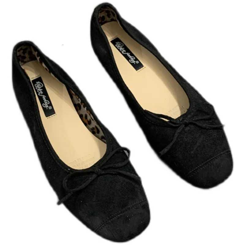 2025 Soft Sole Leopard Shoes Woman Bowtie Flock Ballet Flats Barefoot Loafers Ladies Daily Mocassines Slip On Dress Office Shoes W250918