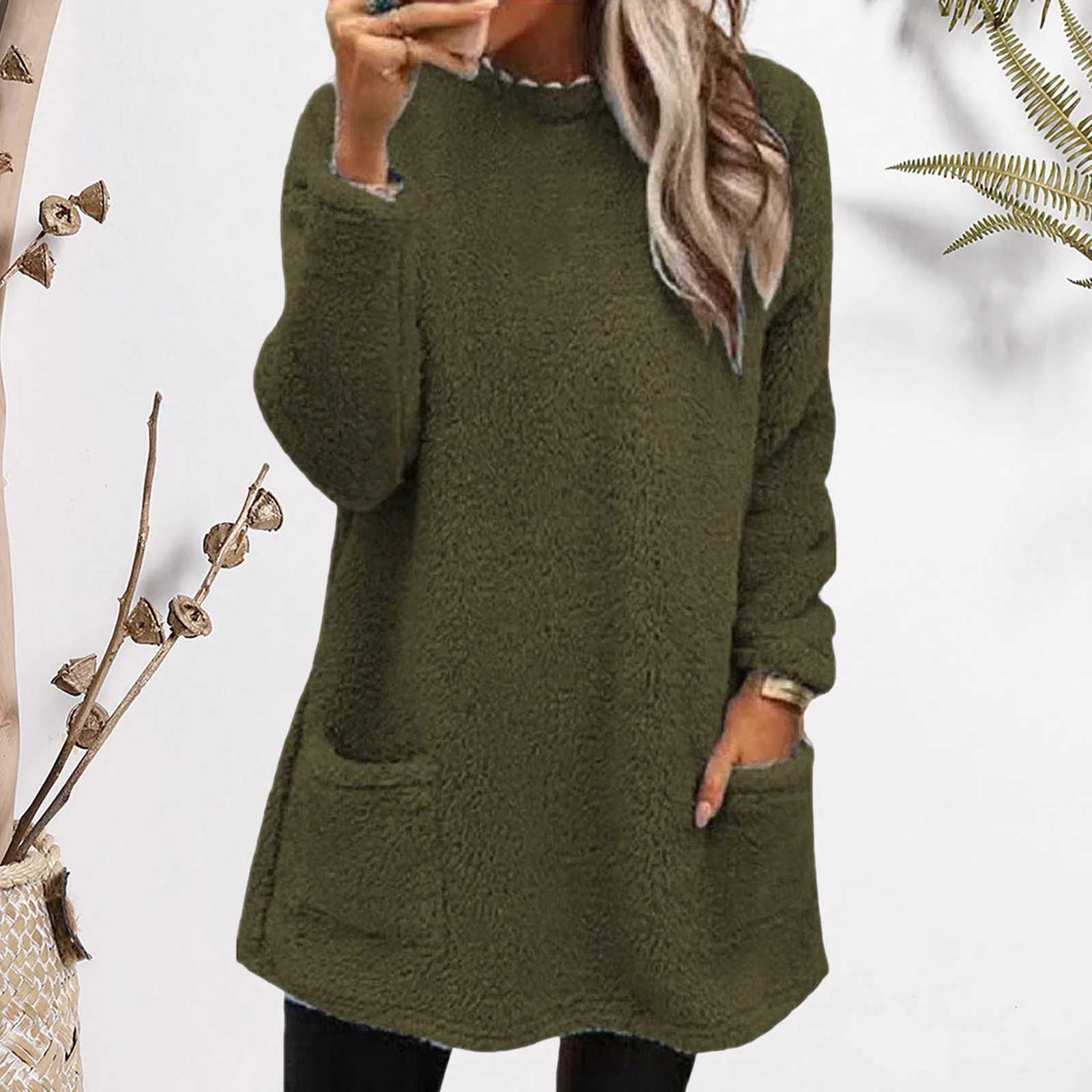 Autumn Winter Casual Women Solid Color Crew Neck Long Sleeve Sweatshirt PulloverZ250918