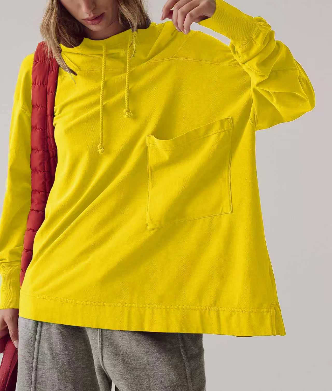 Womens New Casual Long Sleeve Top Loose Hooded Sweatshirt with Large Pocket for Daily Autumn OutfitsZ250918