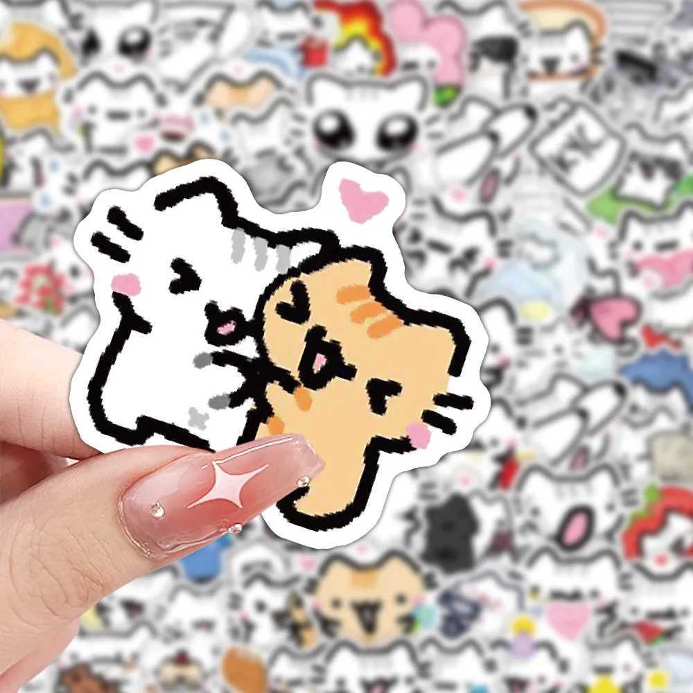 103072PCS Cute Lines kitten Graffiti Sticker Kawaii Cartoon Animal Decal For Phone Cup Laptop Fridge Waterproof Sticker Toys C250918