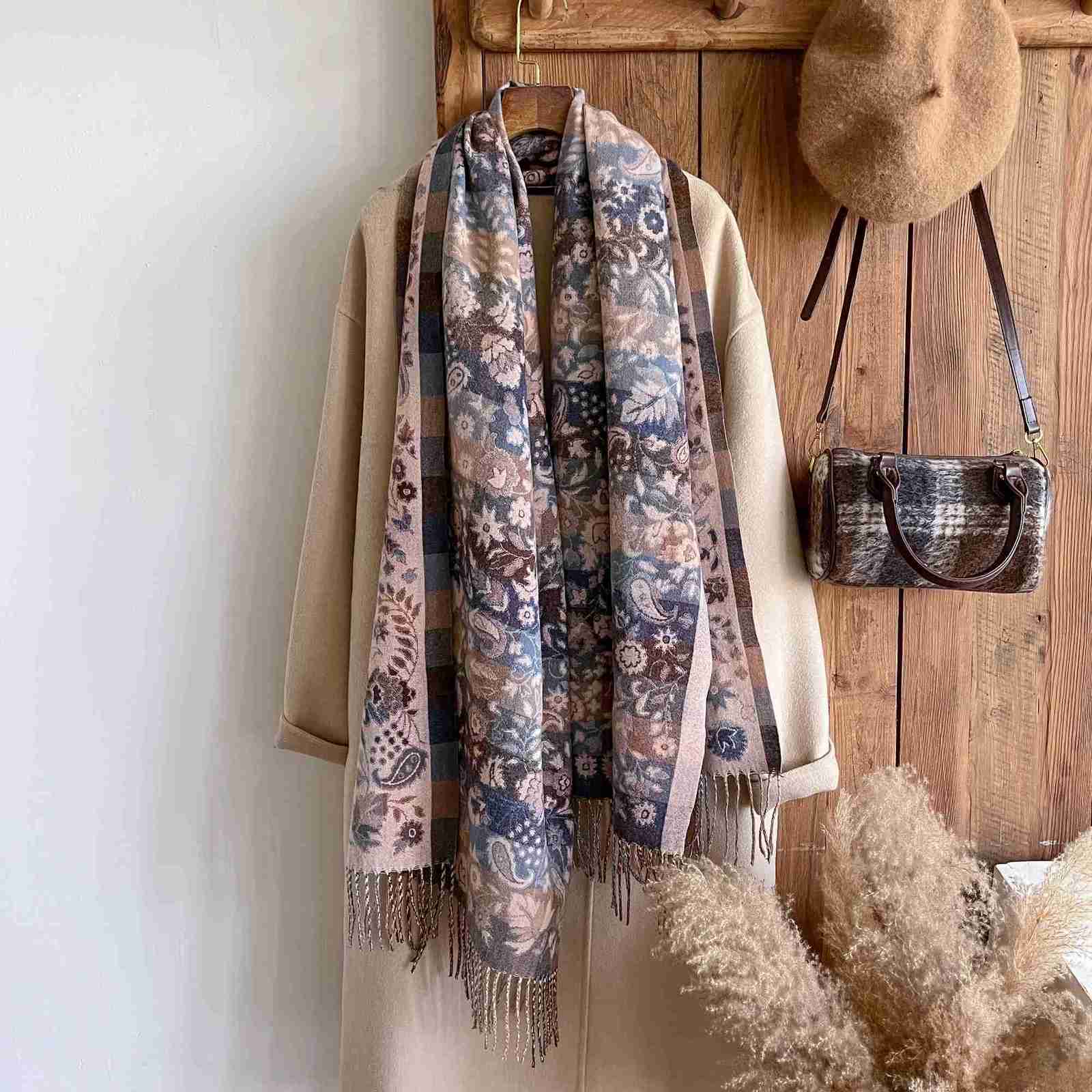 Wen Winter Fashionable Tassel Shl Thicke Imitation Cashmere Scarves Ethnic Style Warm Blanket Ce scarf Scarf Y250918