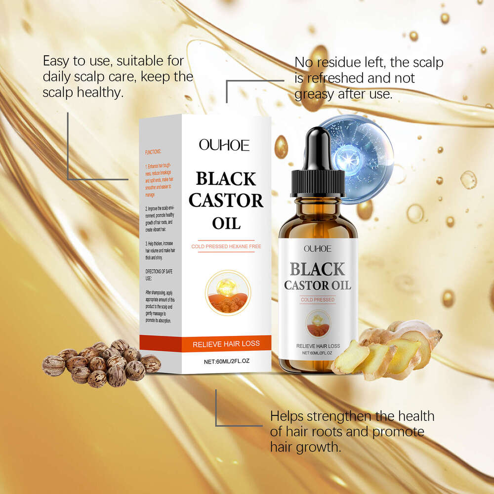 ouhoe Black Castor Nourishes Scalp Smooth Moisturizes Lightweight Hair Care Essence Oil