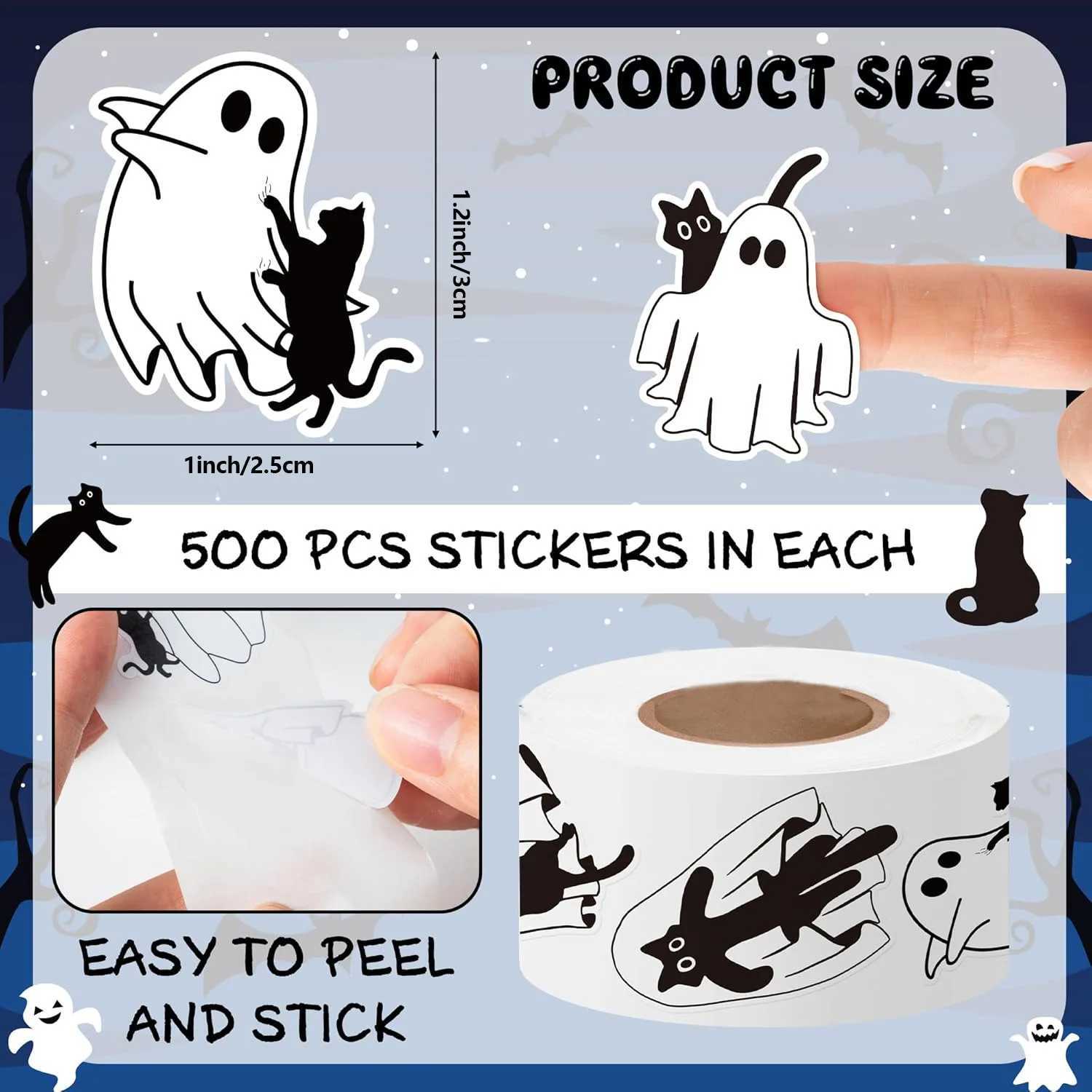 100500pcs Phantom Cat Halloween Stickers Party Halloween Gift Wrapping Label Scrapbook Cartoon Stationery Stickers C250918