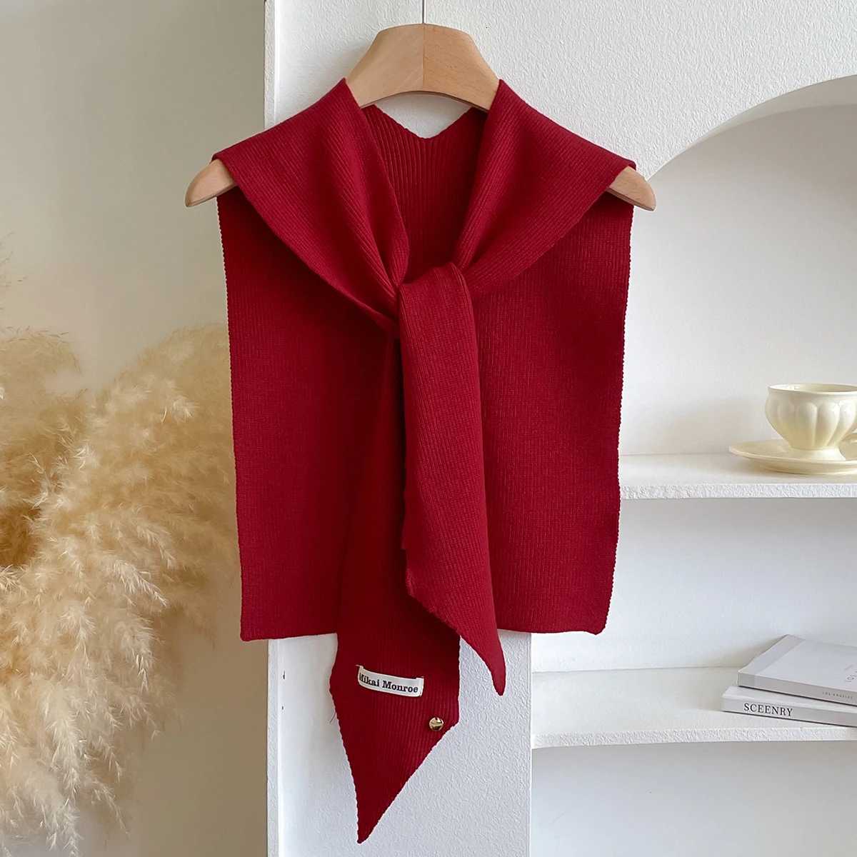2025 Korean Knitted Shl Summer Air Conditioning Fake Collar Neck Guard Knit Thin Knotted Ce Shoder Scarf For Wen Y250918