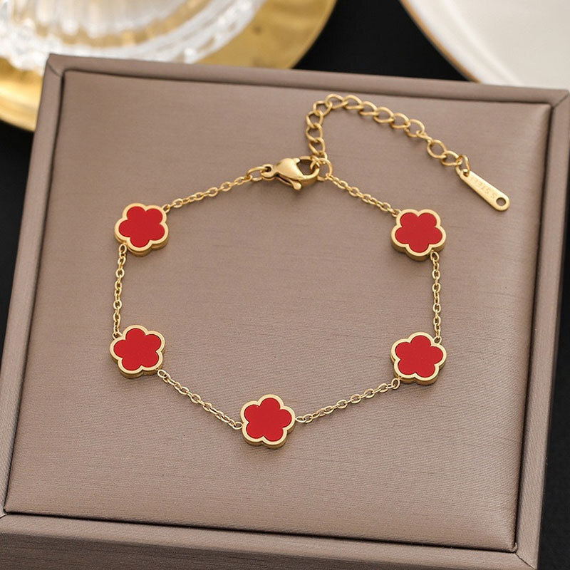 bracelets designer bracelet highend fourleaf clover stainless steel bracelet gold doublesided shell fashion nonfading jewelry bracelet designer