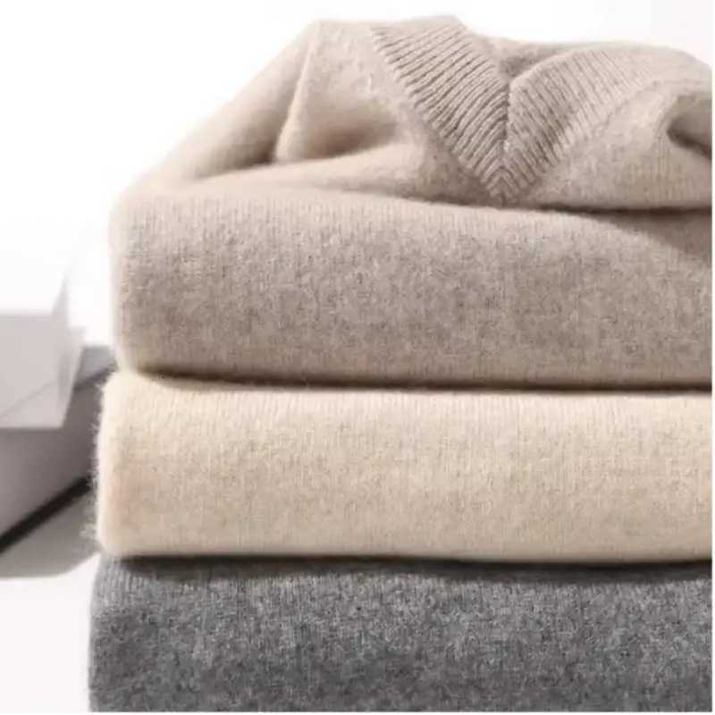Mens Wool Warm Pullovers Sweater VNeck Knit Winter Fit Tops Male Cashmere Knitwear Jumpers Bottoming Shirt Plus Size 3XLZ250918