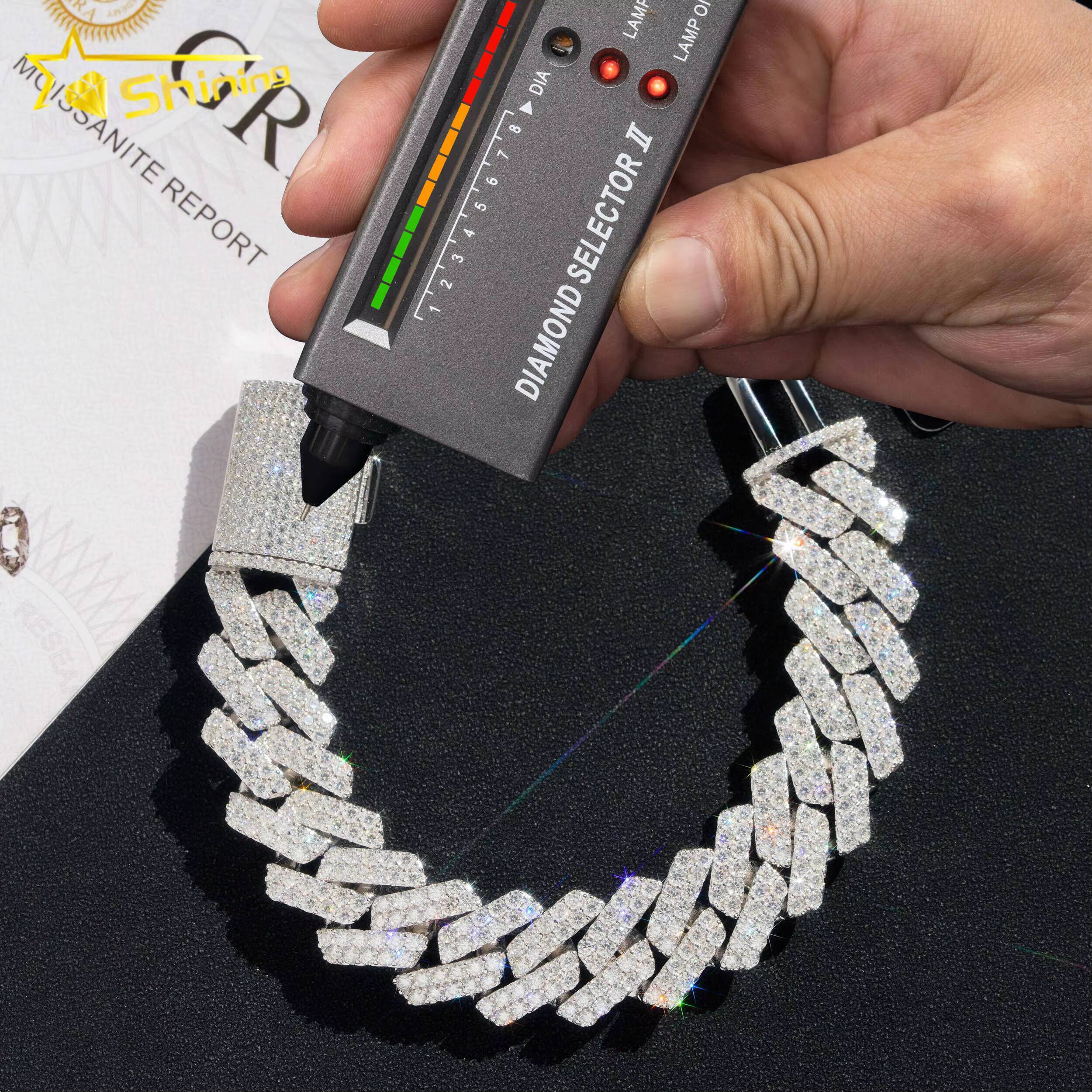 Mens Bracelet Moissanite 925 Sterling Silver Wholesale Price Iced Out Vvs Moissanite Diamond Jewelry Hip Hop Cuban Link Chain