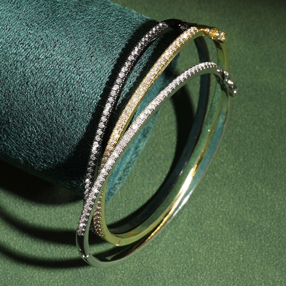 RAKOL New Platinum Plated with AAA Zircon Simple Open Bracelet for Women ddmypluto