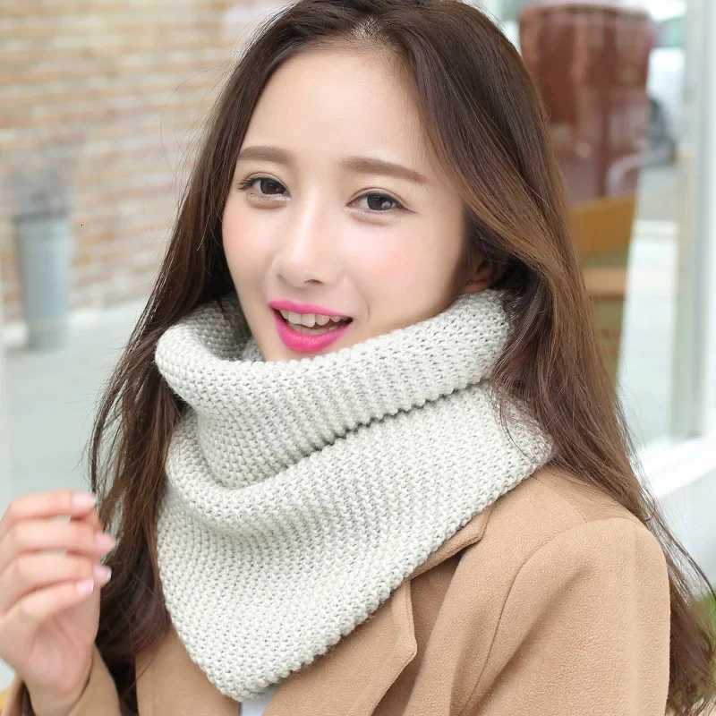 Solid Color Thick Knit Scarf for Wen Autumn Winter Korean Style Warm Neckwear Scarf Y250918