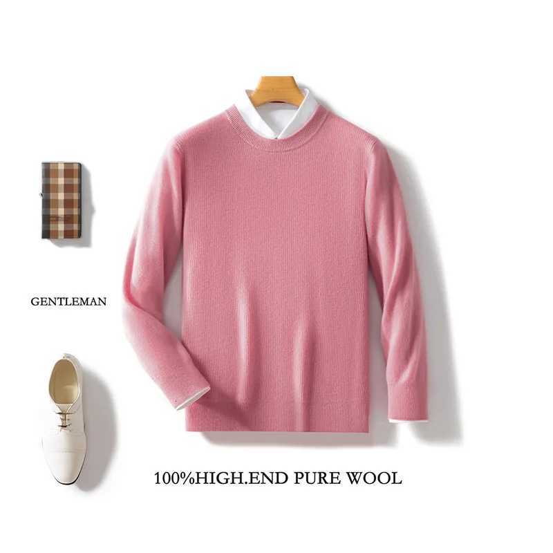 Men Soft 100 Merino Wool Casual ONeck Knit Sweater Long Sleeves Pullover Cashmere Comfortable Solid Color Warm Clothing TopZ250918