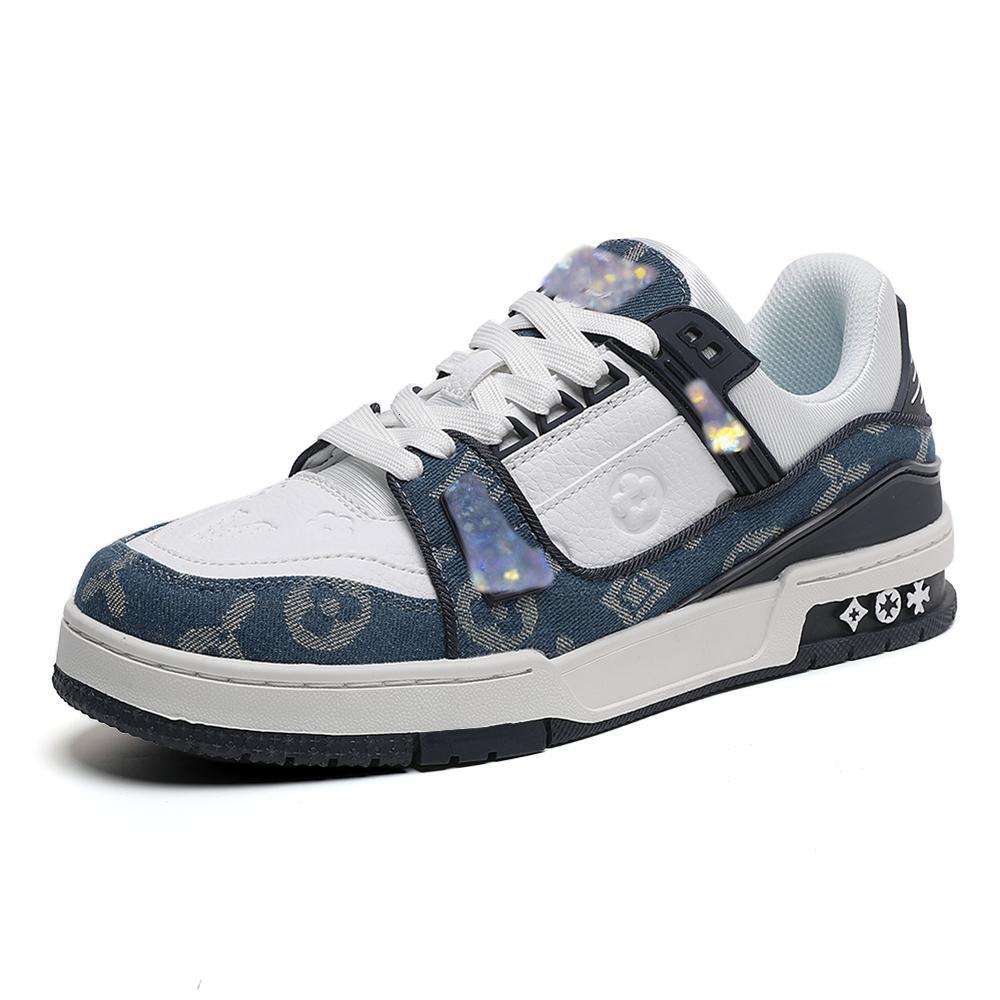 Men's Shoes Yv Trendy Denim Patchwork Sneakers Lace-up Casual Shoes