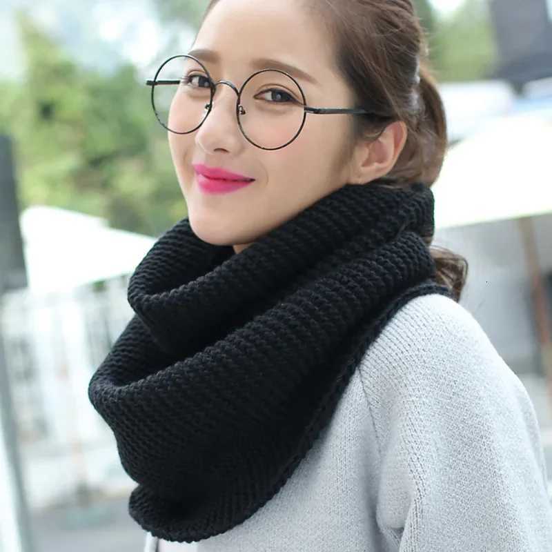 Solid Color Thick Knit Scarf for Wen Autumn Winter Korean Style Warm Neckwear Scarf Y250918