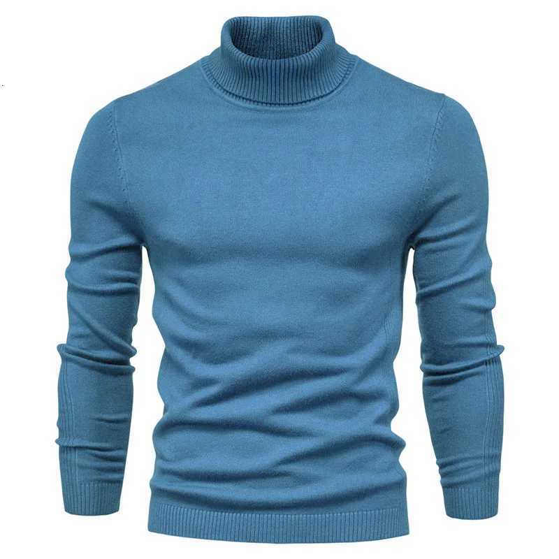 New Autumn and Winter Casual Mens Solid Color Pullover Sweater Turtleneck Mens Casual Multicolor Comfortable Knitted SweaterZ250918